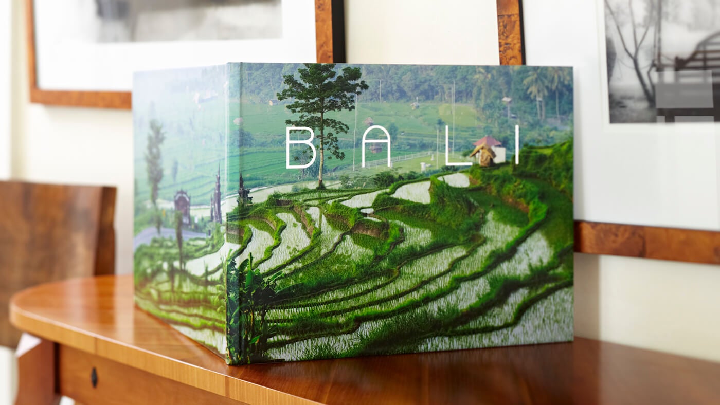 printique by adorama photo book on mantel of bali