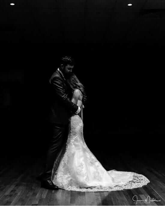 bride and groom black and white