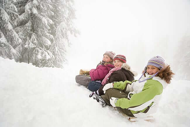 kids on sled